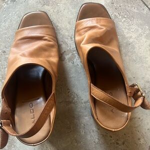 Leather upper brown mules